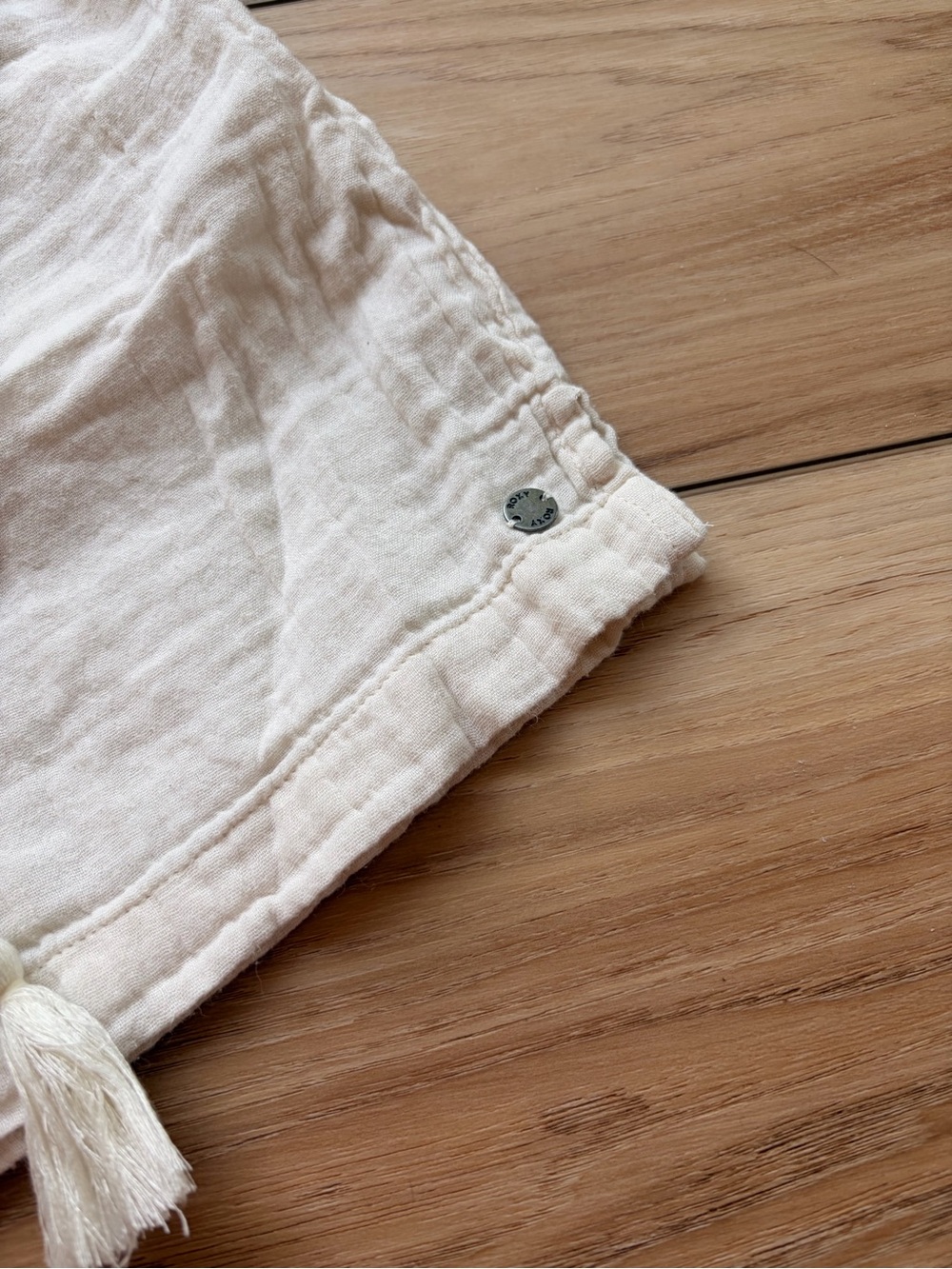 Roxy Cream Gauze Drawstring Casual Shorts - Picture 4 of 5